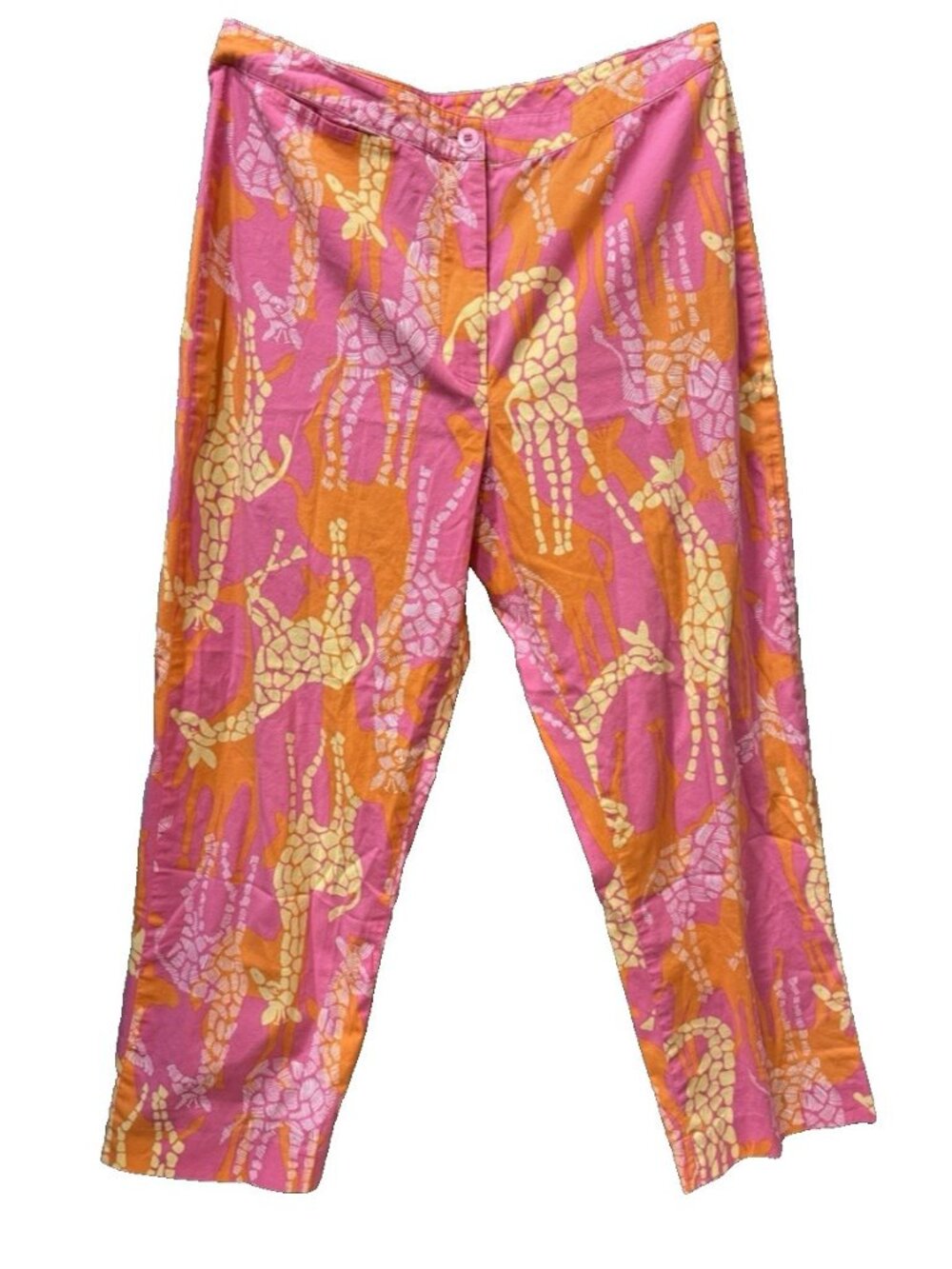 Vtg Lilly Pulitzer Sz 6 Bella Giraffe Capri Pants Pink Orange White Label Womens